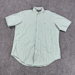 Ralph Lauren Shirt Mens XL Green Plaid Classic Fit‎ Short Sleeve Cotton Casual